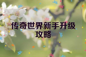 传奇世界新手升级攻略