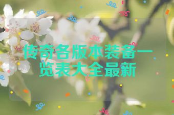 传奇各版本装备一览表大全最新