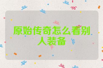 原始传奇怎么看别人装备