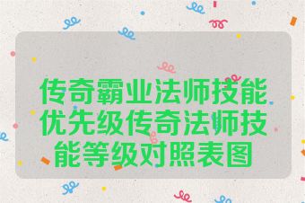 传奇霸业法师技能优先级传奇法师技能等级对照表图