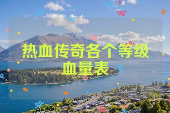 热血传奇各个等级血量表