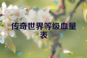 传奇世界等级血量表