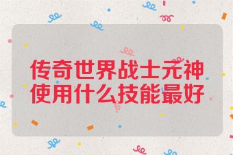 传奇世界战士元神使用什么技能最好