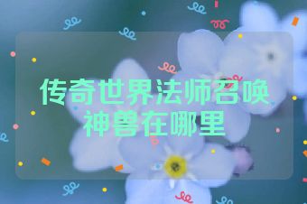 传奇世界法师召唤神兽在哪里