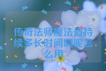 传奇法师魔法盾持续多长时间啊呢怎么用