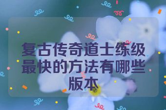 复古传奇道士练级最快的方法有哪些版本