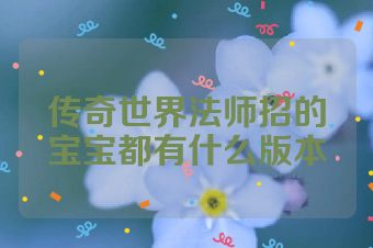 传奇世界法师招的宝宝都有什么版本