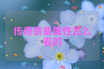 传奇装备属性怎么看的