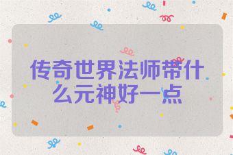 传奇世界法师带什么元神好一点