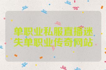 单职业私服直播迷失单职业传奇网站