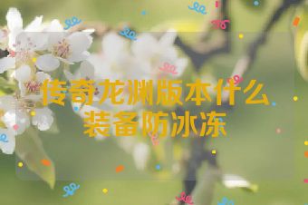 传奇龙渊版本什么装备防冰冻