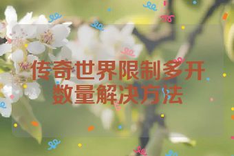 传奇世界限制多开数量解决方法