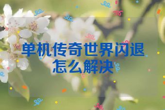 单机传奇世界闪退怎么解决