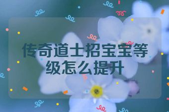 传奇道士招宝宝等级怎么提升