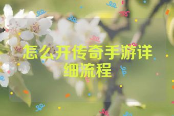 怎么开传奇手游详细流程