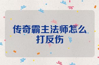 传奇霸主法师怎么打反伤
