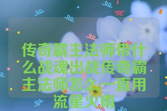 传奇霸主法师带什么战魂出战传奇霸主法师怎么一直用流星火雨