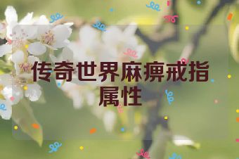 传奇世界麻痹戒指属性