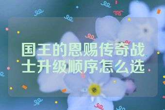 国王的恩赐传奇战士升级顺序怎么选