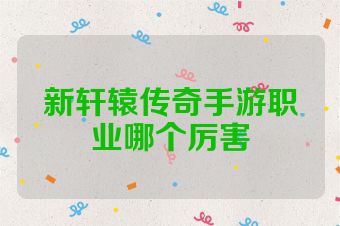 新轩辕传奇手游职业哪个厉害