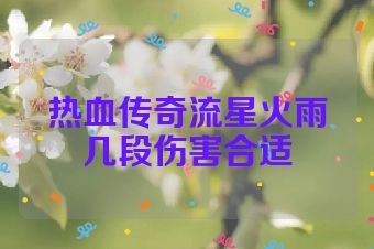 热血传奇流星火雨几段伤害合适