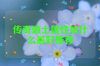 传奇道士属性加什么最好推荐