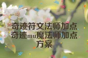 奇迹符文法师加点奇迹mu魔法师加点方案