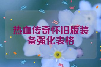 热血传奇怀旧版装备强化表格