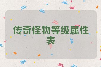 传奇怪物等级属性表