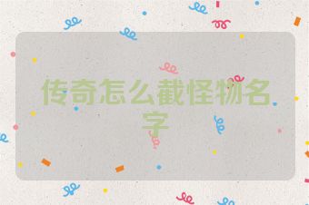 传奇怎么截怪物名字
