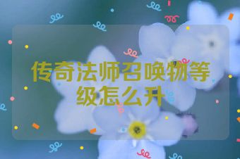传奇法师召唤物等级怎么升