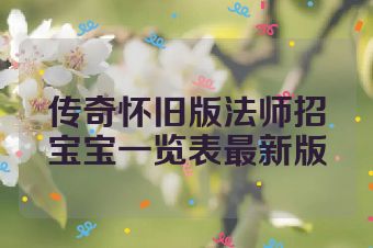传奇怀旧版法师招宝宝一览表最新版