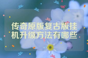 传奇原版复古版挂机升级方法有哪些