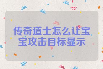 传奇道士怎么让宝宝攻击目标显示