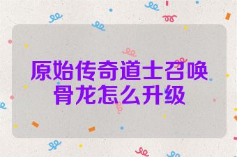 原始传奇道士召唤骨龙怎么升级