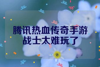 腾讯热血传奇手游战士太难玩了