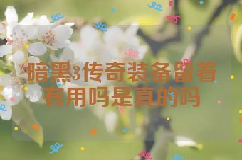 暗黑3传奇装备留着有用吗是真的吗