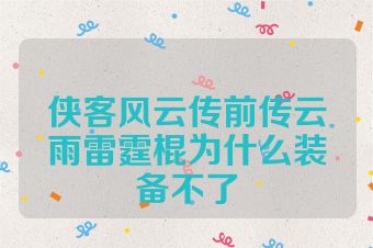 侠客风云传前传云雨雷霆棍为什么装备不了