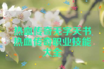 热血传奇无字天书热血传奇职业技能大全