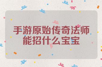 手游原始传奇法师能招什么宝宝