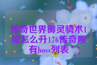 传奇世界御灵骑术1级怎么升176传奇所有boss列表