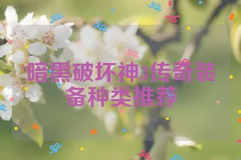 暗黑破坏神3传奇装备种类推荐
