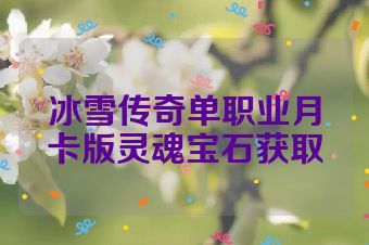 冰雪传奇单职业月卡版灵魂宝石获取