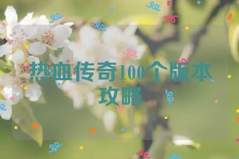 热血传奇100个版本攻略