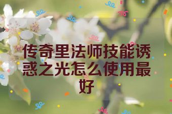 传奇里法师技能诱惑之光怎么使用最好