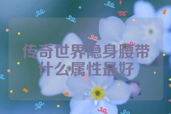 传奇世界隐身腰带什么属性最好