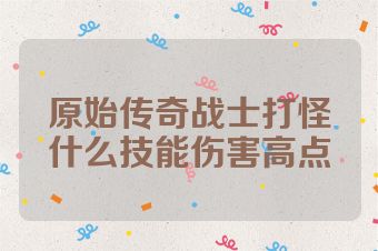 原始传奇战士打怪什么技能伤害高点