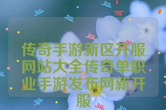 传奇手游新区开服网站大全传奇单职业手游发布网新开服