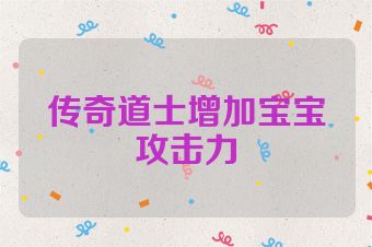 传奇道士增加宝宝攻击力