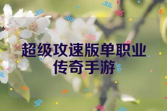超级攻速版单职业传奇手游